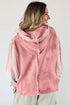 Floral Applique Patchwork V Neck Waffle Knit Drop Shoulder Long Sleeve Top